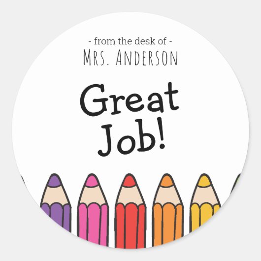 Aangepaste schoolbenodigdheden ronde sticker (Voorkant)
