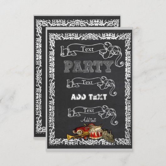 Aangepaste schoolbord jongens feestelijke uitnodig kaart (Voorkant / Achterkant)