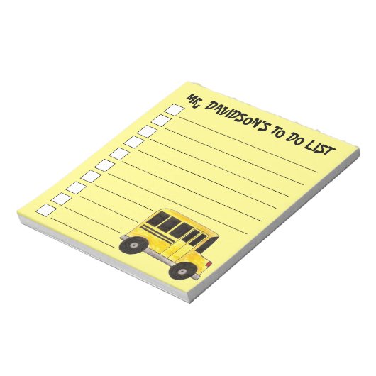 Aangepaste schoolbus chauffeur Leraar Gele bus Notitieblok (Linkerzijde)