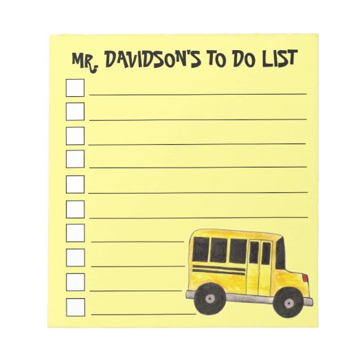 Aangepaste schoolbus chauffeur Leraar Gele bus Notitieblok (Voorkant)