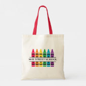 Aangepaste schoolnaam - Crayons Canvas tas (Achterkant)