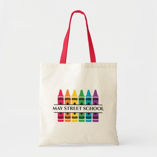 Aangepaste schoolnaam - Crayons Canvas tas (Voorkant)