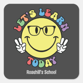 Aangepaste schoolnaam Retro Terug naar school Vierkante Sticker