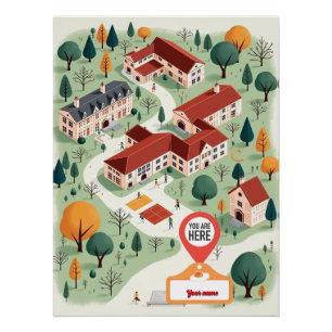 Aangepaste schoolplattegrond met "U bent hier" Perfect Poster