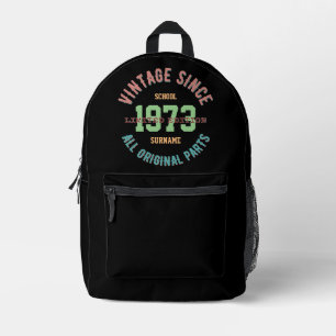 Aangepaste schooltas naam jaar vintage klassieker bedrukte rugzak