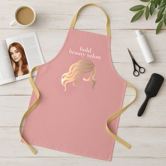 Aangepaste Schoonheidssalon Co. Naam Roze & Goud P Schort