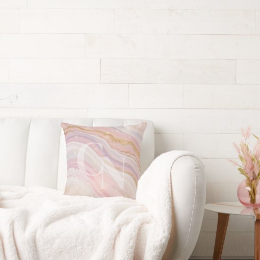 Aangepaste schoonheidssalon naam Roze Goud Marmer Kussen (Bank)