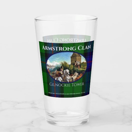 Aangepaste Schotse Armstrong Clan Gilnockie Painti Glas (Achterkant)