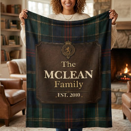 Aangepaste Schotse Clan Tartan Familie Crest Sherpa Deken