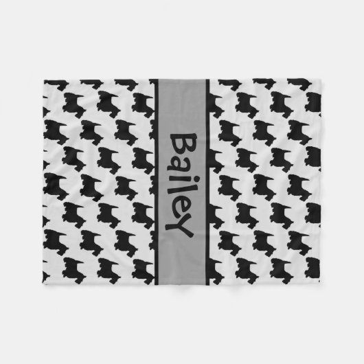 Aangepaste Schotse Terriër Hond Silhouet Fleece Deken (Voorkant (Horizontaal))