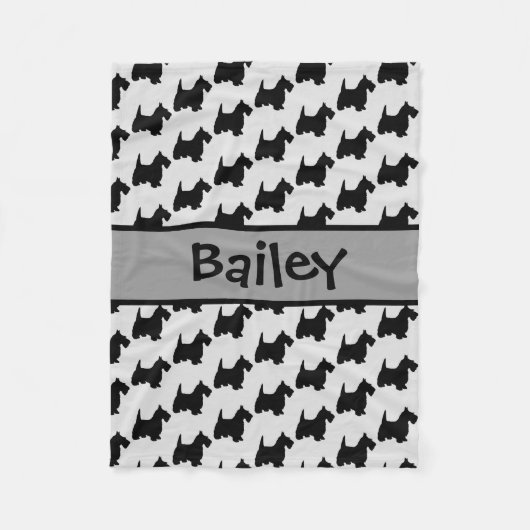 Aangepaste Schotse Terriër Hond Silhouet Fleece Deken (Voorkant)