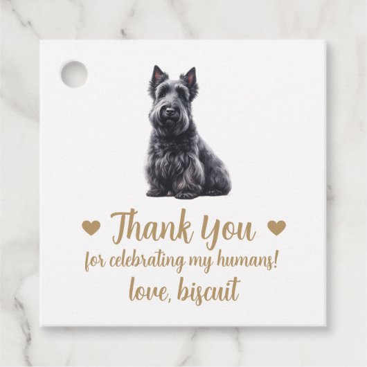 Aangepaste Schotse Terrier Hond Wedding Favoriete  Bedankjes Labels (Voorkant)