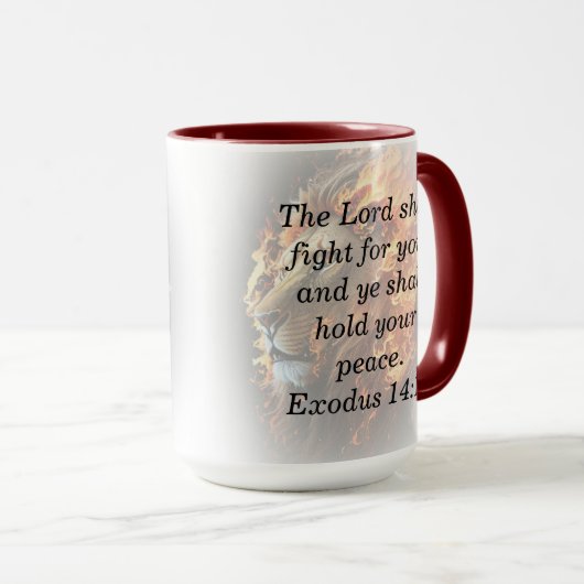 Aangepaste Schrift Leeuw Achtergrond Koffie Mok (Voorkant rechts)