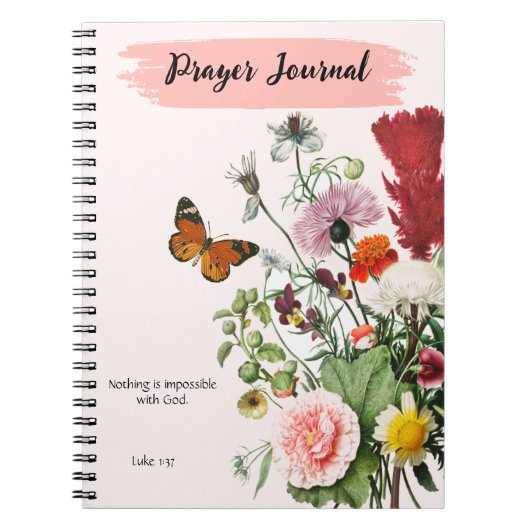 AANGEPASTE Schrift Verse Luke 1:37 - Gebedsjournaa Notitieboek (Voorkant)