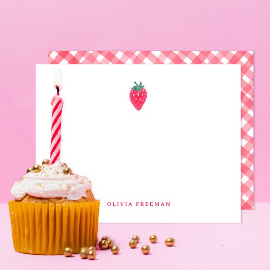 Aangepaste schrijfwaren met aardbei – Rood fruit Notitiekaartje
