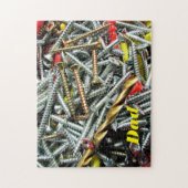 Aangepaste schroeven op een werkbank legpuzzel (Verticaal)