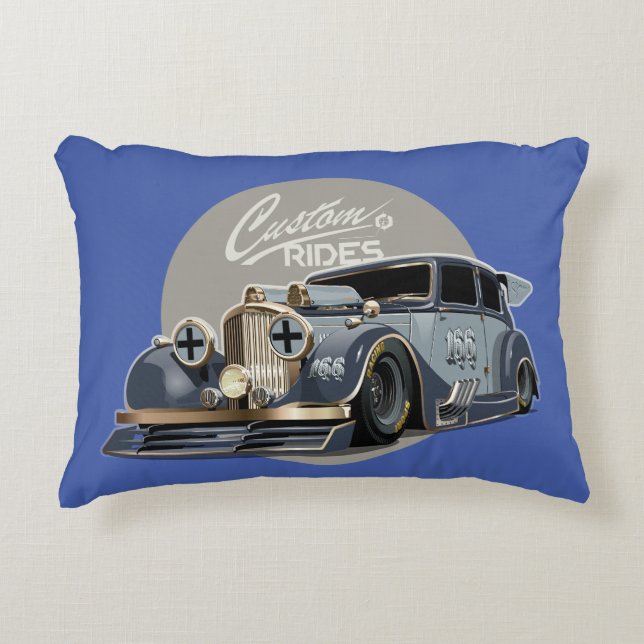 Aangepaste sci-fi retro raceauto accent kussen (Voorkant)