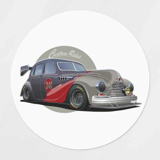 Aangepaste sci-fi retro raceauto labels (Design 2)