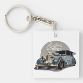 Aangepaste sci-fi retro raceauto sleutelhanger (voorkant)