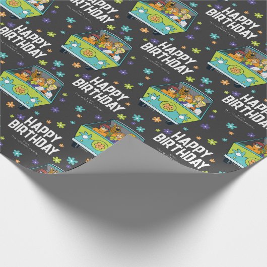 Aangepaste Scooby-Doo Mystery Machine Happy Birthd Cadeaupapier (Hoek)