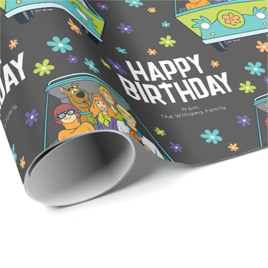 Aangepaste Scooby-Doo Mystery Machine Happy Birthd Cadeaupapier (Rol Hoek)