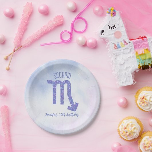 Aangepaste Scorpio-teken Paarse verjaardag Papieren Bordje (Feest)