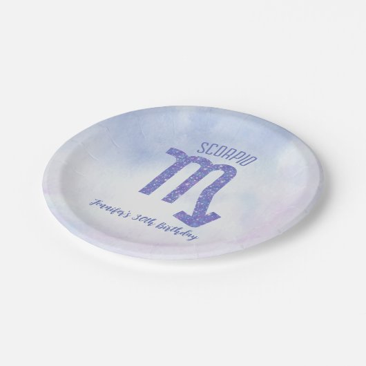 Aangepaste Scorpio-teken Paarse verjaardag Papieren Bordje (Gekanteld)