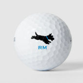 Aangepaste Scottie Dog Golfbal Set Monogram Blauwe Golfballen (Voorkant)