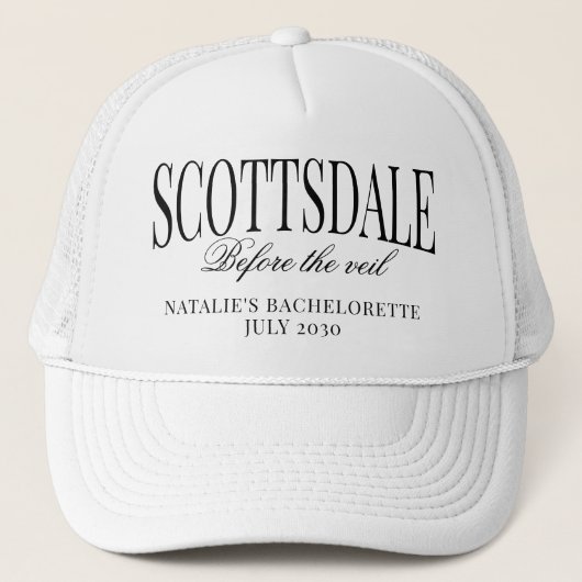 Aangepaste Scottsdale Before the Veil Bachelorette Trucker Pet (Voorkant)