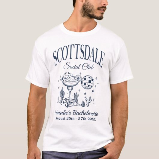 Aangepaste Scottsdale vrijgezellenfeest Social Clu T-shirt (Voorkant)