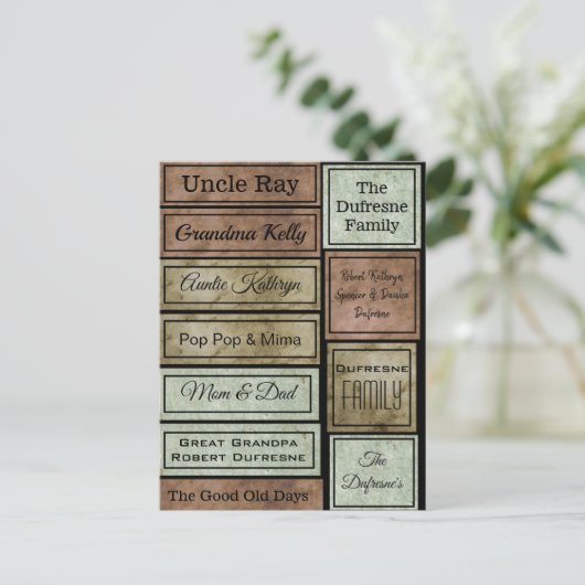 Aangepaste scrapbook-labels briefkaart (Staand voorkant)