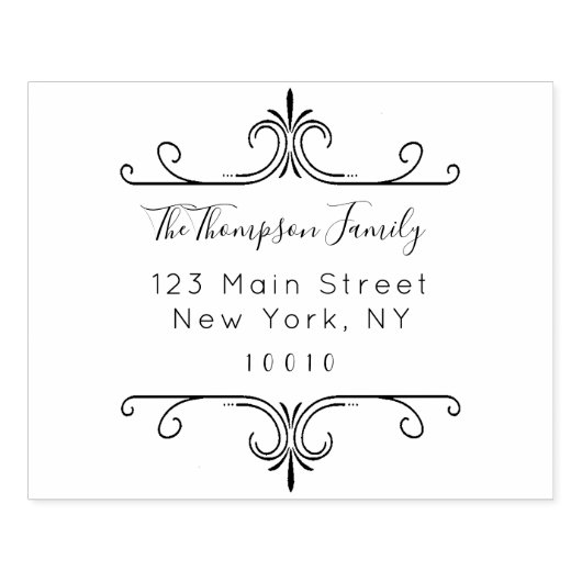 Aangepaste script familienaam retouradres rubberstempel (Afrduk)