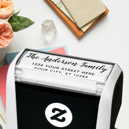 Aangepaste script familienaam retouradres zelfinktende stempel