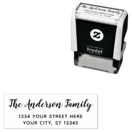 Aangepaste script familienaam retouradres zelfinktende stempel