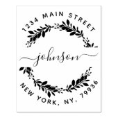 Aangepaste script familienaam ronde retouradres rubberstempel (Afrduk)
