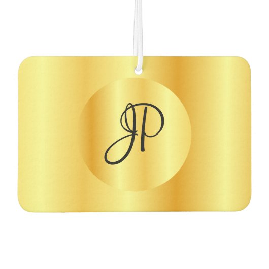 Aangepaste Script Monogram Faux Gold-Sjabloon Luchtverfrisser (Voorkant)