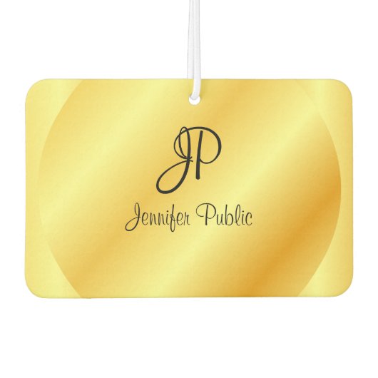 Aangepaste Script Monogram Faux Gold-Sjabloon Luchtverfrisser (Voorkant)