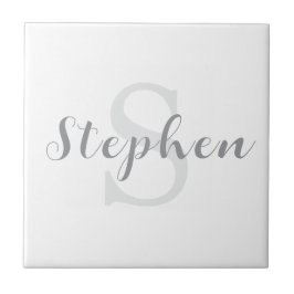Aangepaste script monogram naam keramische tegel tegeltje