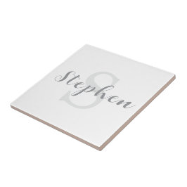 Aangepaste script monogram naam keramische tegel tegeltje