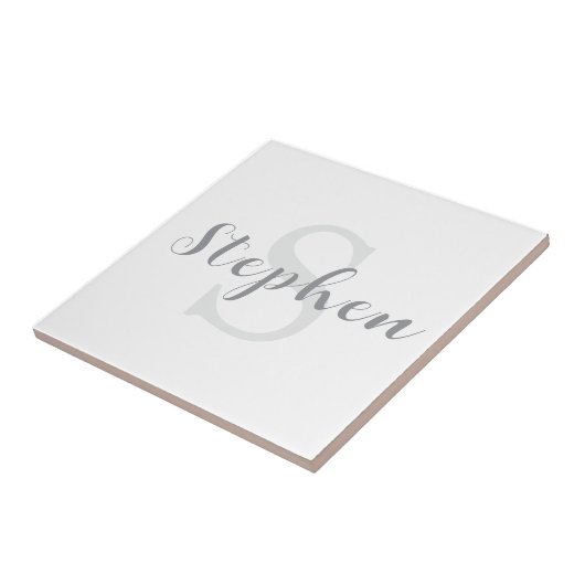 Aangepaste script monogram naam keramische tegel tegeltje (Zijkant)
