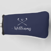 Aangepaste script naam golfclubs navy blue golfheadcover (Voorkant)