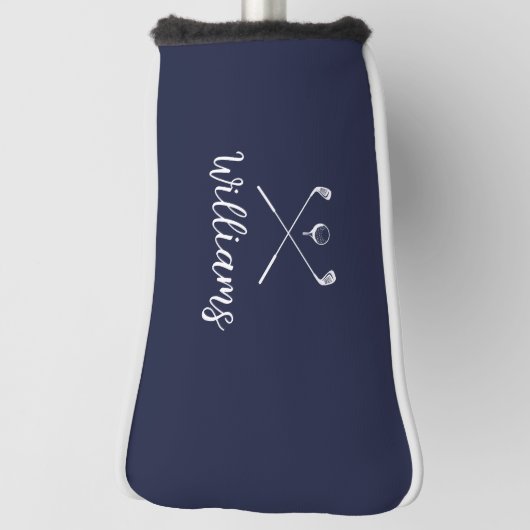Aangepaste script naam golfclubs navy blue golfheadcover (Draai 90)