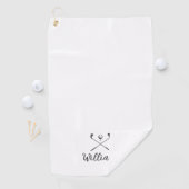 Aangepaste script naam Golfclubs Zwart en Wit Golfhanddoek (Insitu)