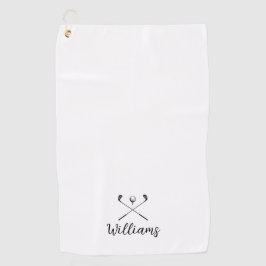 Aangepaste script naam Golfclubs Zwart en Wit Golfhanddoek