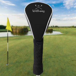 Aangepaste script naam golfclubs zwart en wit golfheadcover