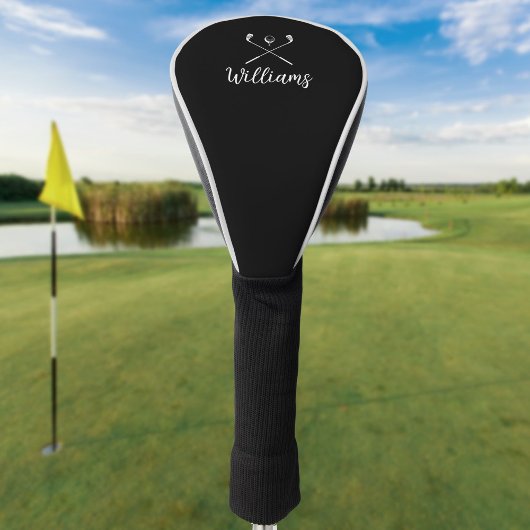 Aangepaste script naam golfclubs zwart en wit golfheadcover