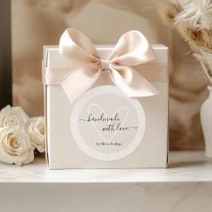 Aangepaste Script Naam Handgemaakt met Love Packag Ronde Sticker