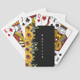 Aangepaste Script naam Moderne Zonnebloemen Geel Pokerkaarten