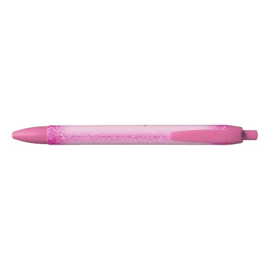 Aangepaste Script Name Girly Pink Glitter Sjabloon Zwarte Inkt Pen (Achterkant)