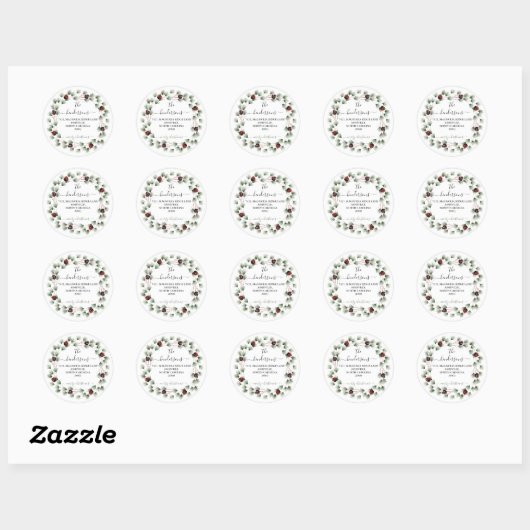 Aangepaste script retouradres tekst Kerstkrans  Ronde Sticker (Vel)